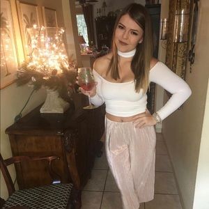 American apparel off the shoulder choker crop top